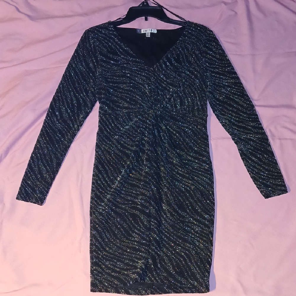 Jennifer Lopez Black Bodycon Long Sleeve Dress